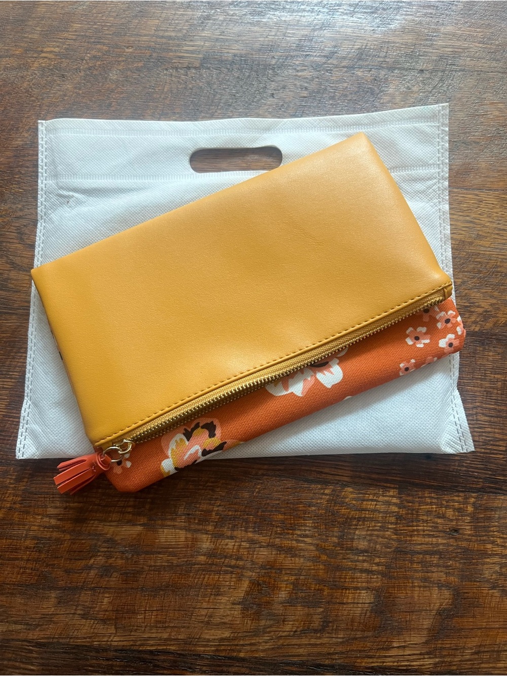 Rachel Pally Mustard Yellow Floral Zip Clutch